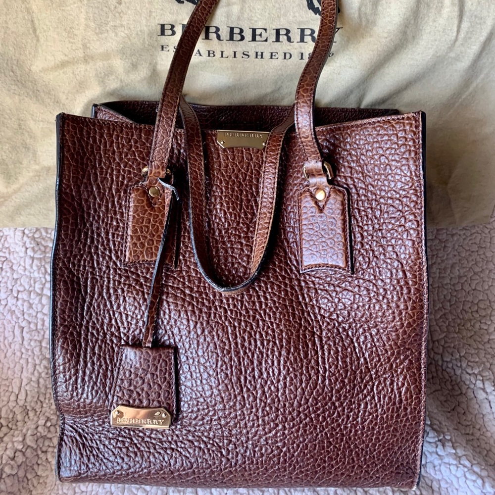 BURBERRY Woodbury Heritage Grain Leather Tote